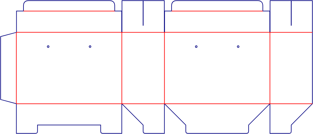 Flat dieline template for auto-lock bottom cartons, style E60361.