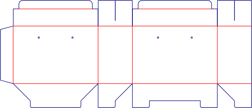 Flat dieline template for auto-lock bottom cartons, style E60362.