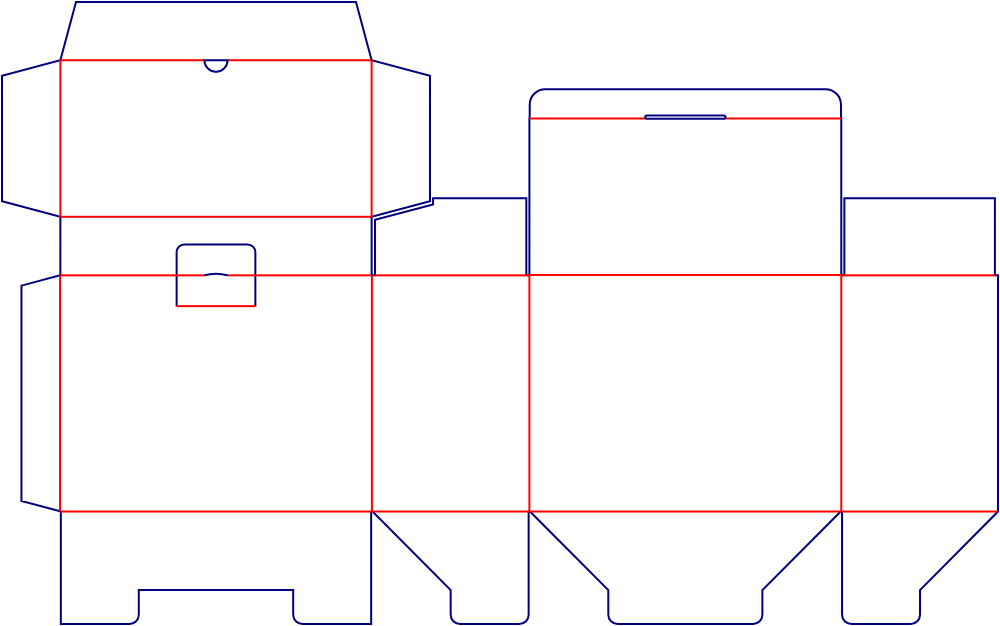 Flat dieline template for tuck-end cartons with locking tabs, style E60368.
