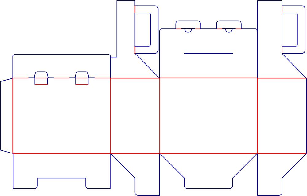 Flat dieline template for tuck-end cartons with locking tabs, style E60369.