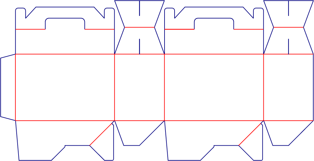 Flat dieline template for auto-lock bottom cartons, style E60371.