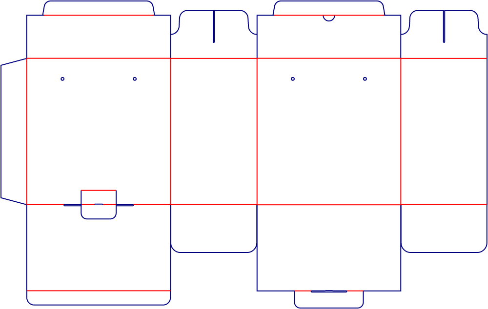 Flat dieline template for tuck-end cartons with locking tabs, style E60373.