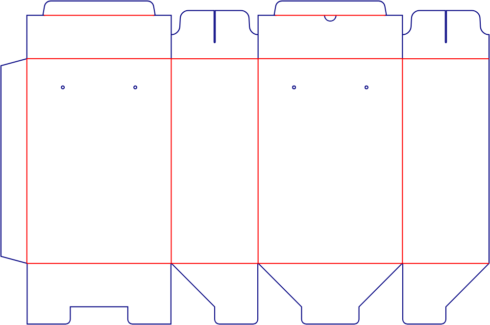 Flat dieline template for tuck-end cartons with locking tabs, style E60374.