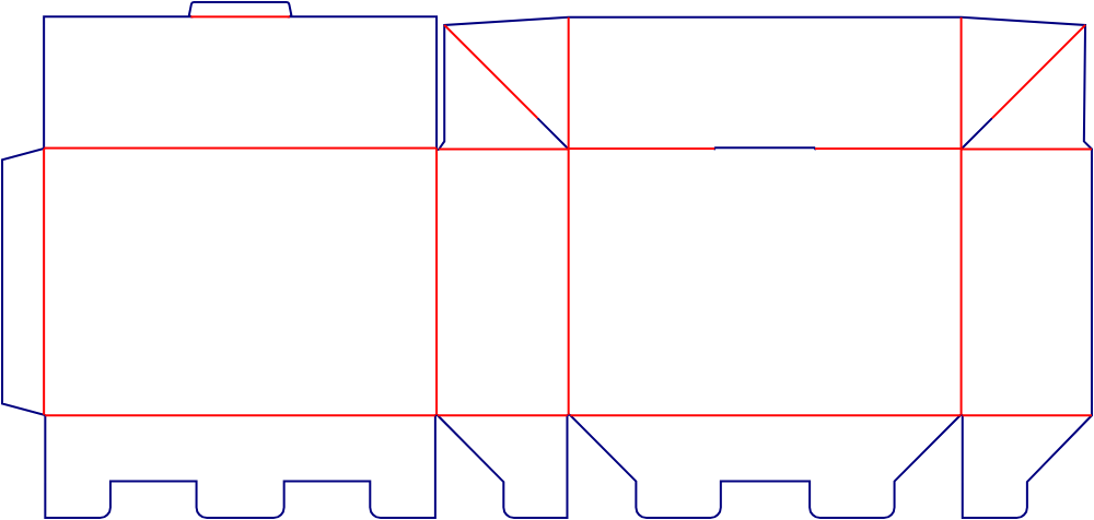 Flat dieline template for front-opening tuck-end cartons, style E60379.