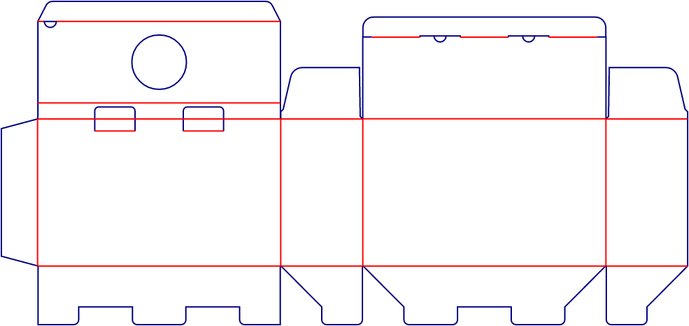 Flat dieline template for tuck-end cartons, style E60381.