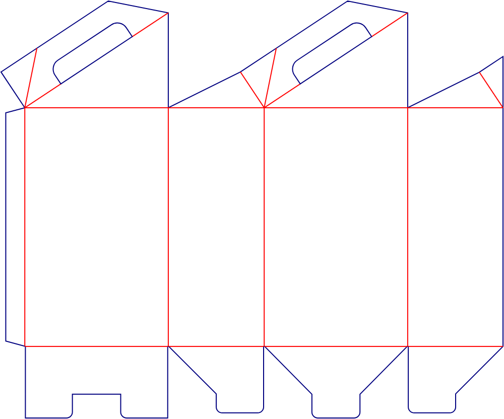 Flat dieline template for tuck-end cartons, style E60388.