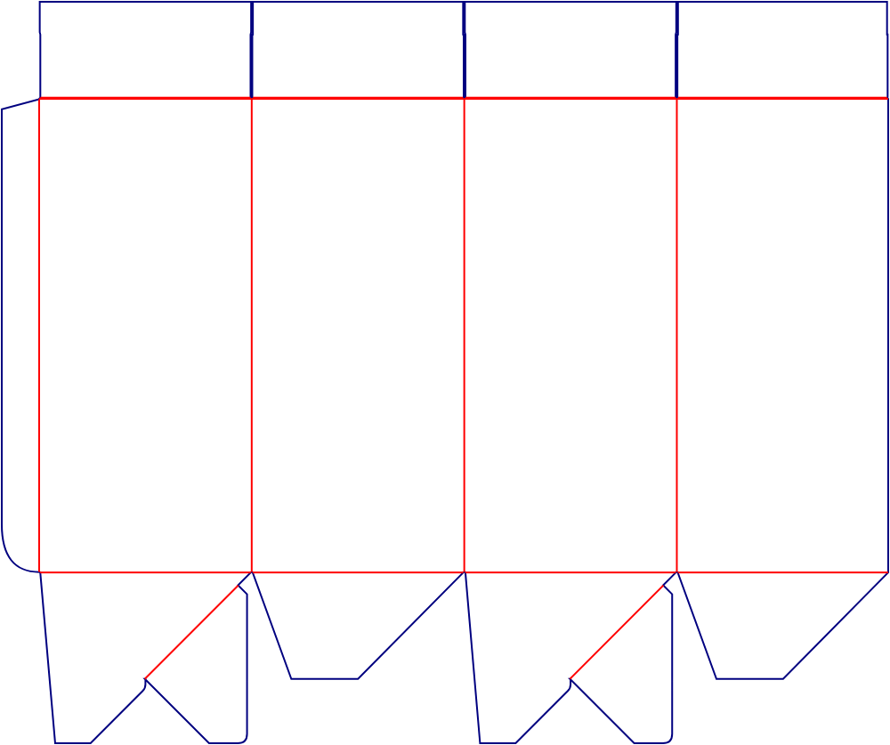 Flat dieline template for tuck-end cartons, style E60395.