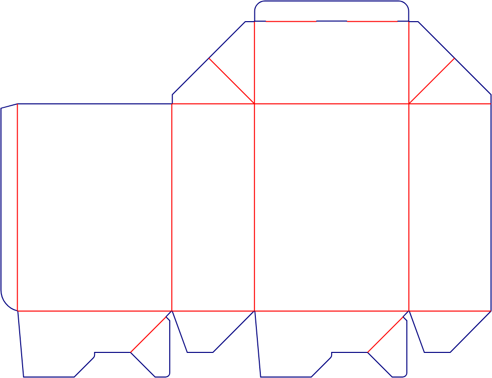 Flat dieline template for tuck-end cartons, style E60396.