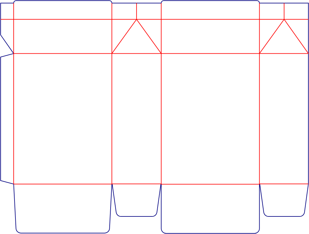 Flat dieline template for tuck-end cartons, style E60397.