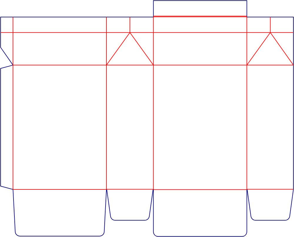 Flat dieline template for tuck-end cartons, style E60398.
