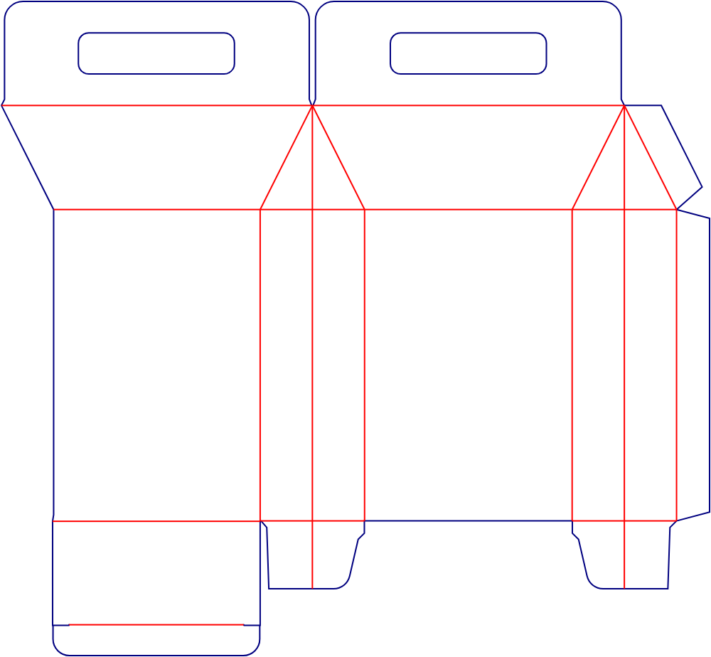 Flat dieline template for tuck-end cartons, style E60405.