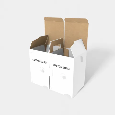 Reference view of tuck-end cartons with circular openings, style E60406.