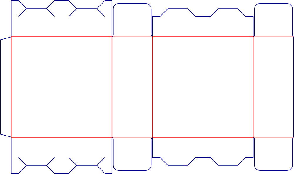 Flat dieline template for tuck-end cartons, style E60409.