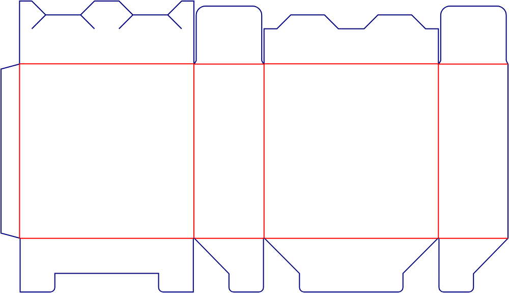 Flat dieline template for tuck-end cartons, style E60410.