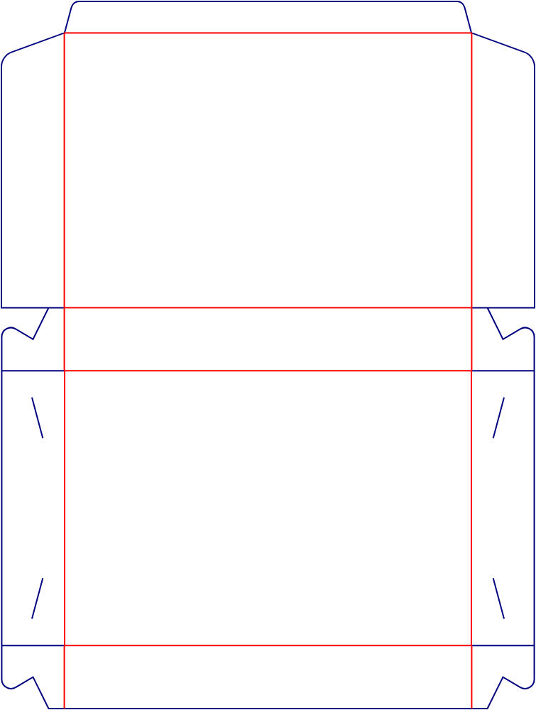Flat dieline template for folding cartons, style E60426.