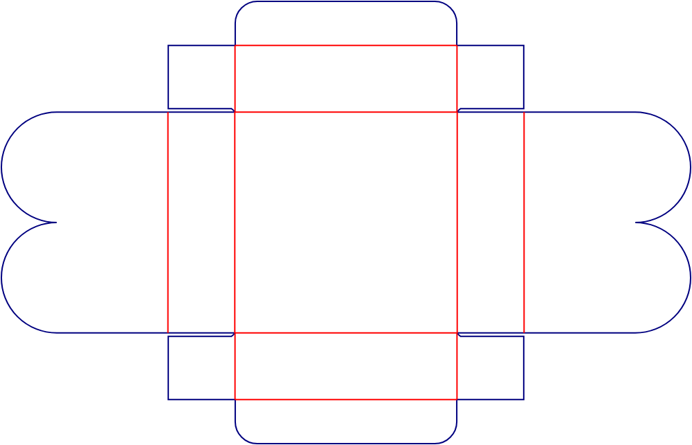 Flat dieline template for folding cartons, style E60431.