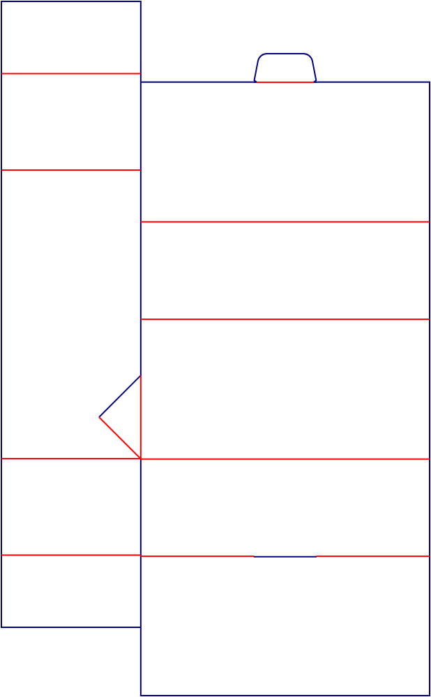 Flat dieline template for folding cartons, style E60432.