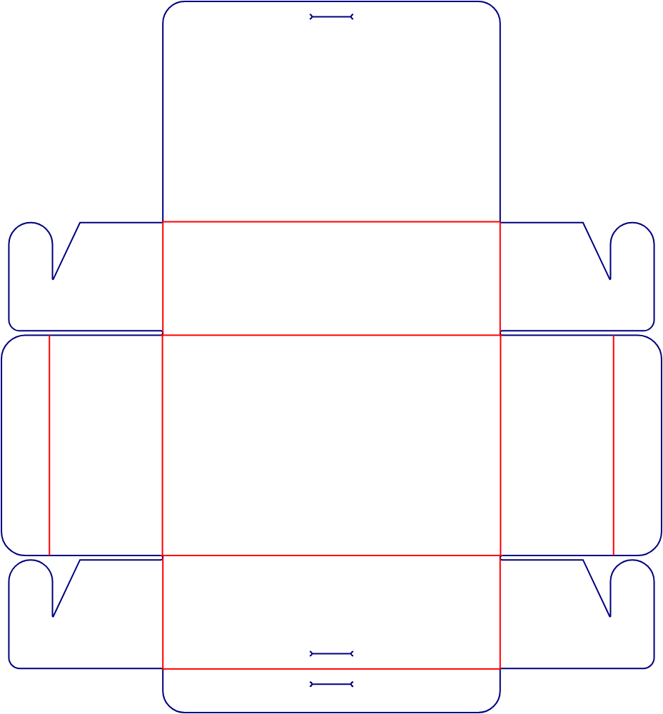 Flat dieline template for folding cartons, style E60447.