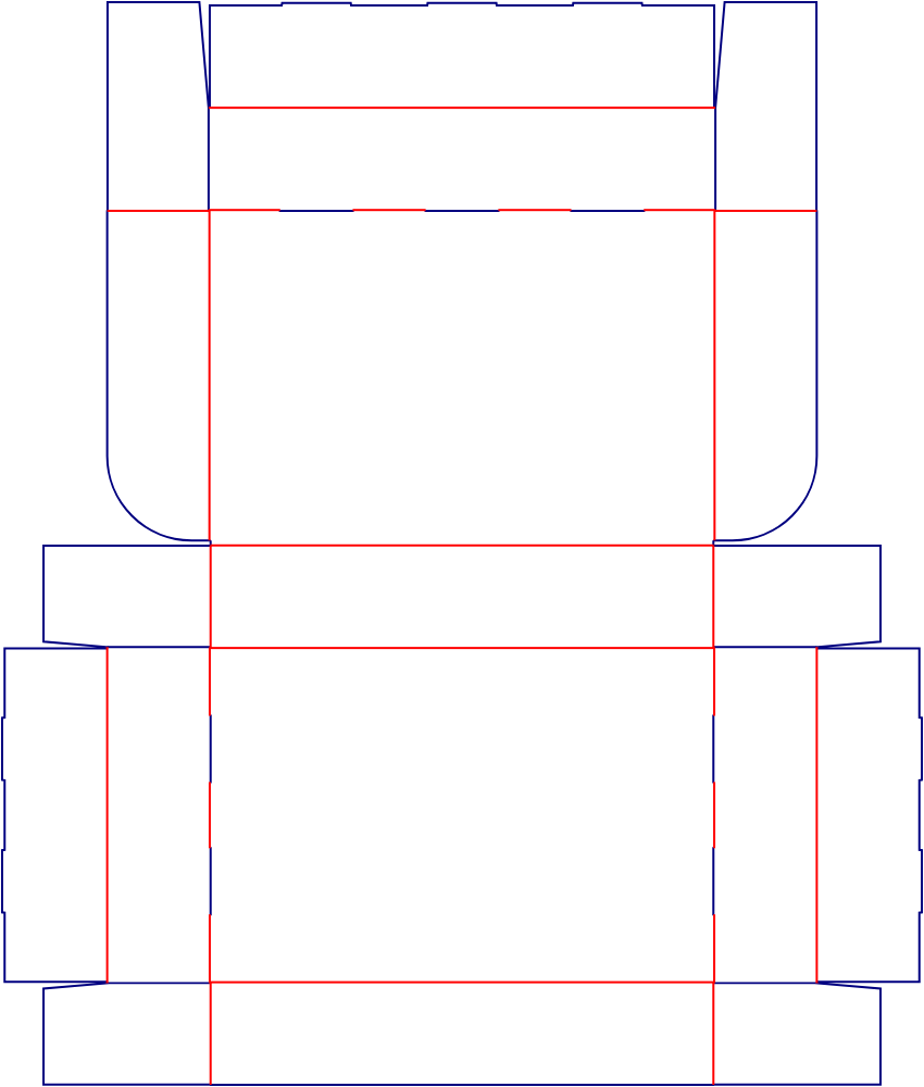 Flat dieline template for folding cartons, style E60448.