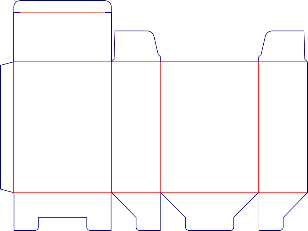 Flat dieline template for tuck-top folding cartons, style E60464.