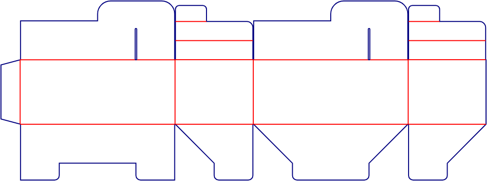 Flat dieline template for hinged-lid boxes, style E60470.