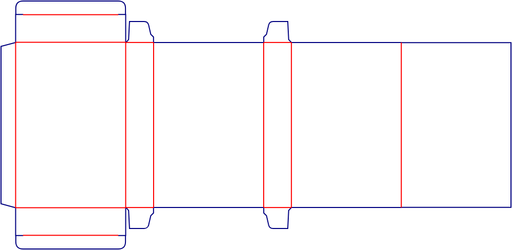 Flat dieline template for hinged-lid boxes, style E60472.