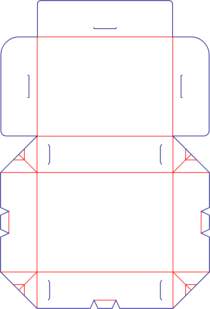 Flat dieline template for hinged-lid boxes, style E60478.