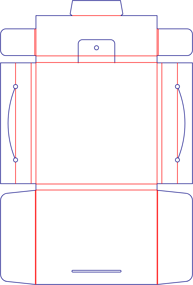 Flat dieline template for mailer boxes, style E60480.