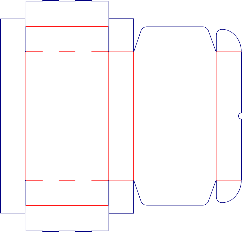 Flat dieline template for hinged-lid mailer boxes, style E60492.