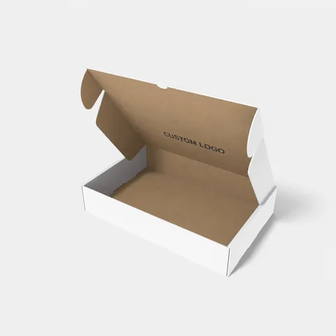 Reference view of hinged-lid mailer boxes, style E60492.