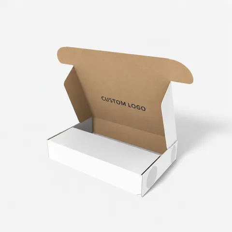 Reference view of hinged-lid mailer boxes, style E60495.