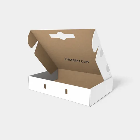 Reference view of mailer boxes with handle openings, style E60496.