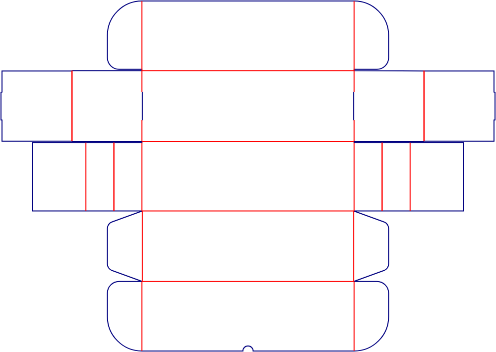 Flat dieline template for hinged-lid boxes, style E60524.