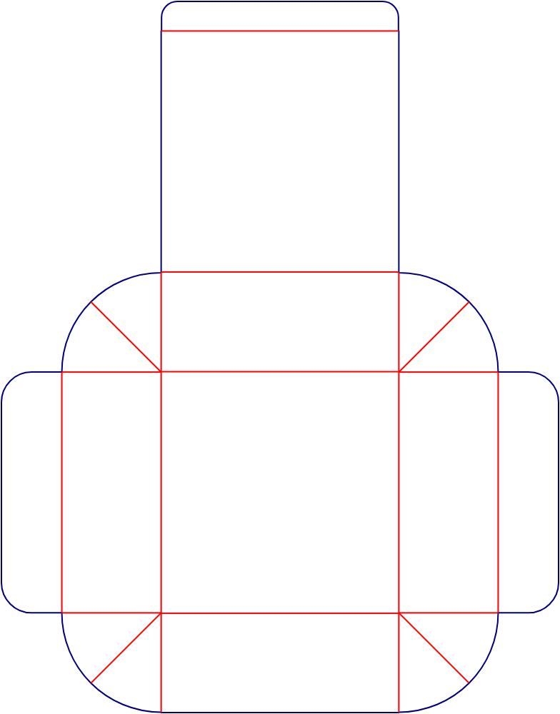 Flat dieline template for hinged-lid mailer boxes, style E60548.