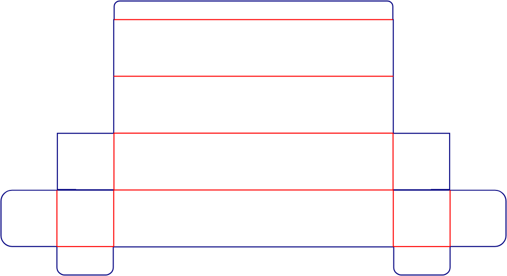 Flat dieline template for hinged-lid boxes, style E60562.