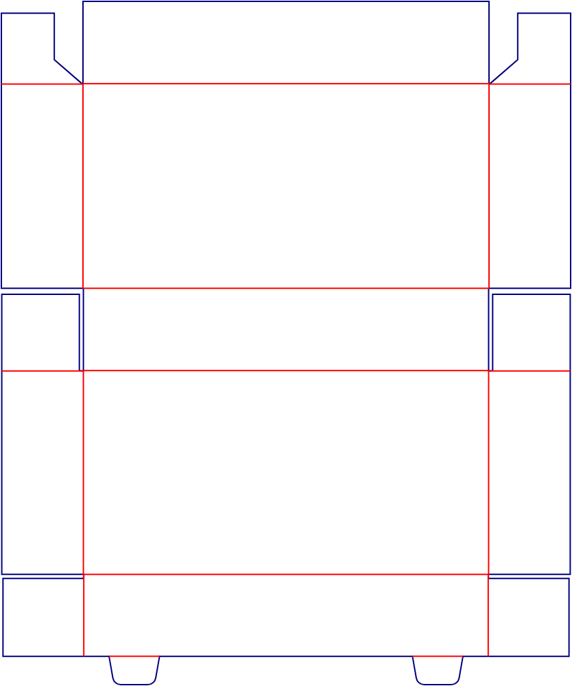 Flat dieline template for hinged-lid boxes, style E60580.