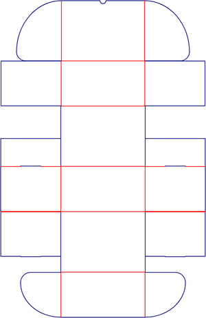 Flat dieline template for hinged-lid boxes, style E60585.