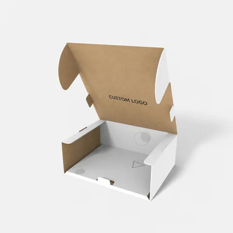 Reference view of polygonal hinged-lid mailer boxes, style E60586.