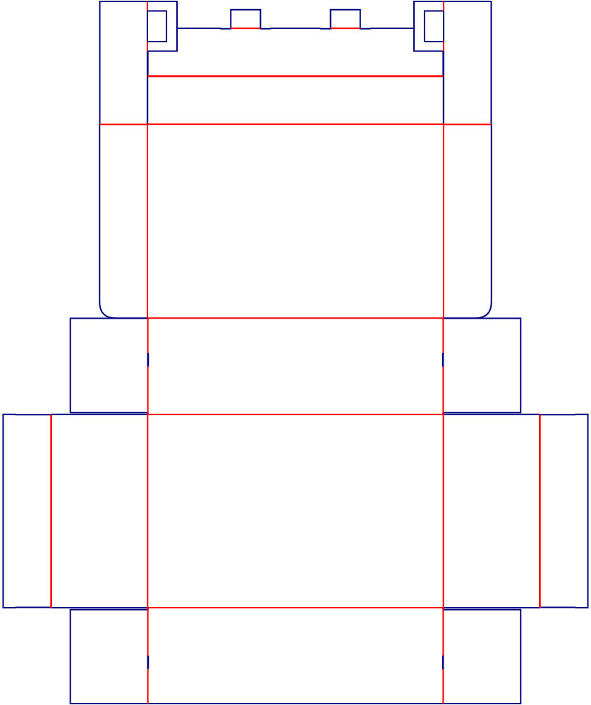 Flat dieline template for hinged-lid boxes, style E60591.