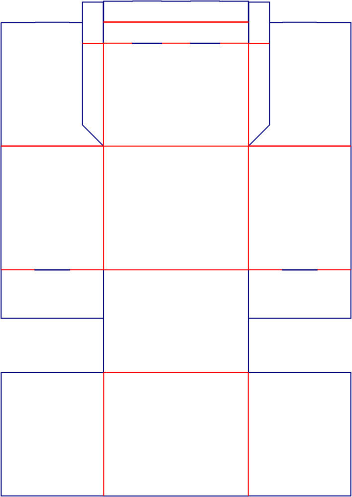 Flat dieline template for hinged-lid boxes, style E60595.
