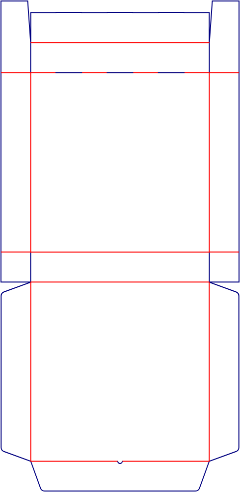Flat dieline template for square mailer boxes, style E60597.