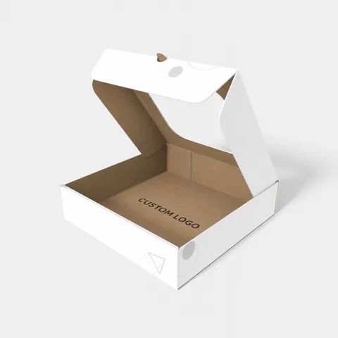 Reference view of hinged-lid pizza boxes with windows, style E60599.
