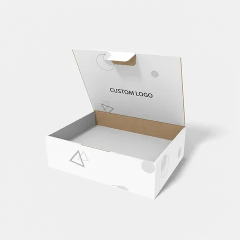 Reference view of hinged-lid boxes with interlocking closures, style E60604.