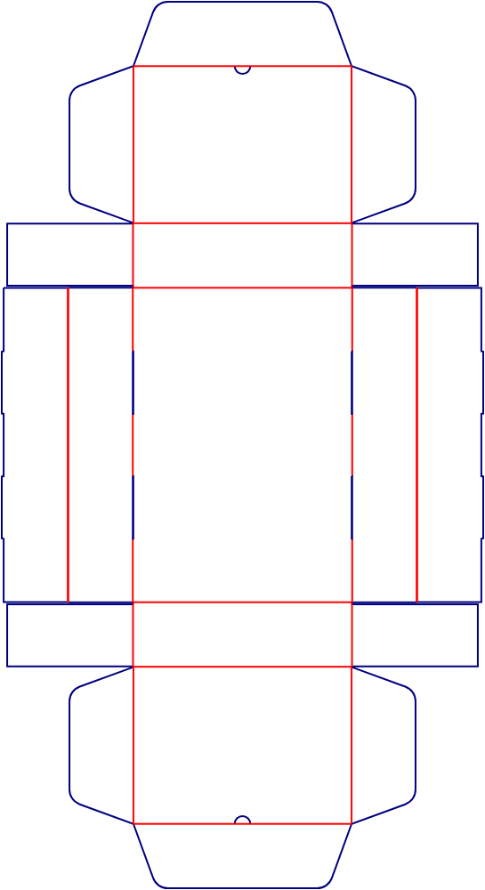 Flat dieline template for hinged-lid boxes, style E60607.