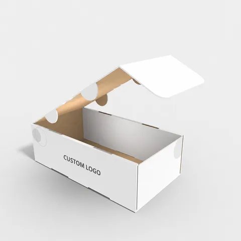 Reference view of hinged-lid boxes with tear lines, style E60608.