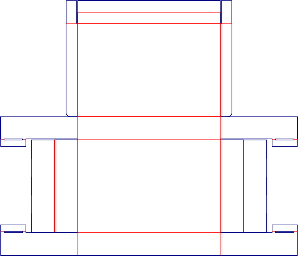 Flat dieline template for hinged-lid boxes, style E60609.