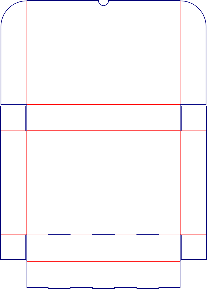 Flat dieline template for hinged-lid boxes, style E60611.
