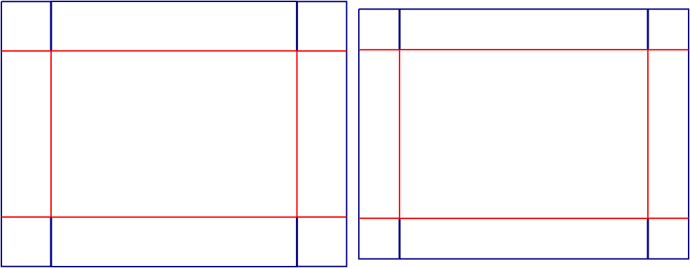 Flat dieline template for lid-and-base boxes, style E60633.