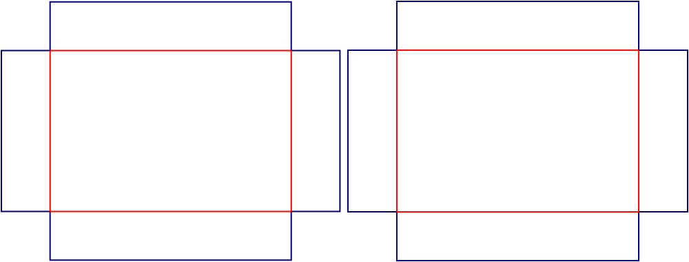 Flat dieline template for lid-and-base boxes, style E60634.