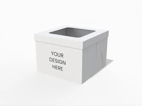 Reference view of lid-and-base cake boxes with windows, style E60641.